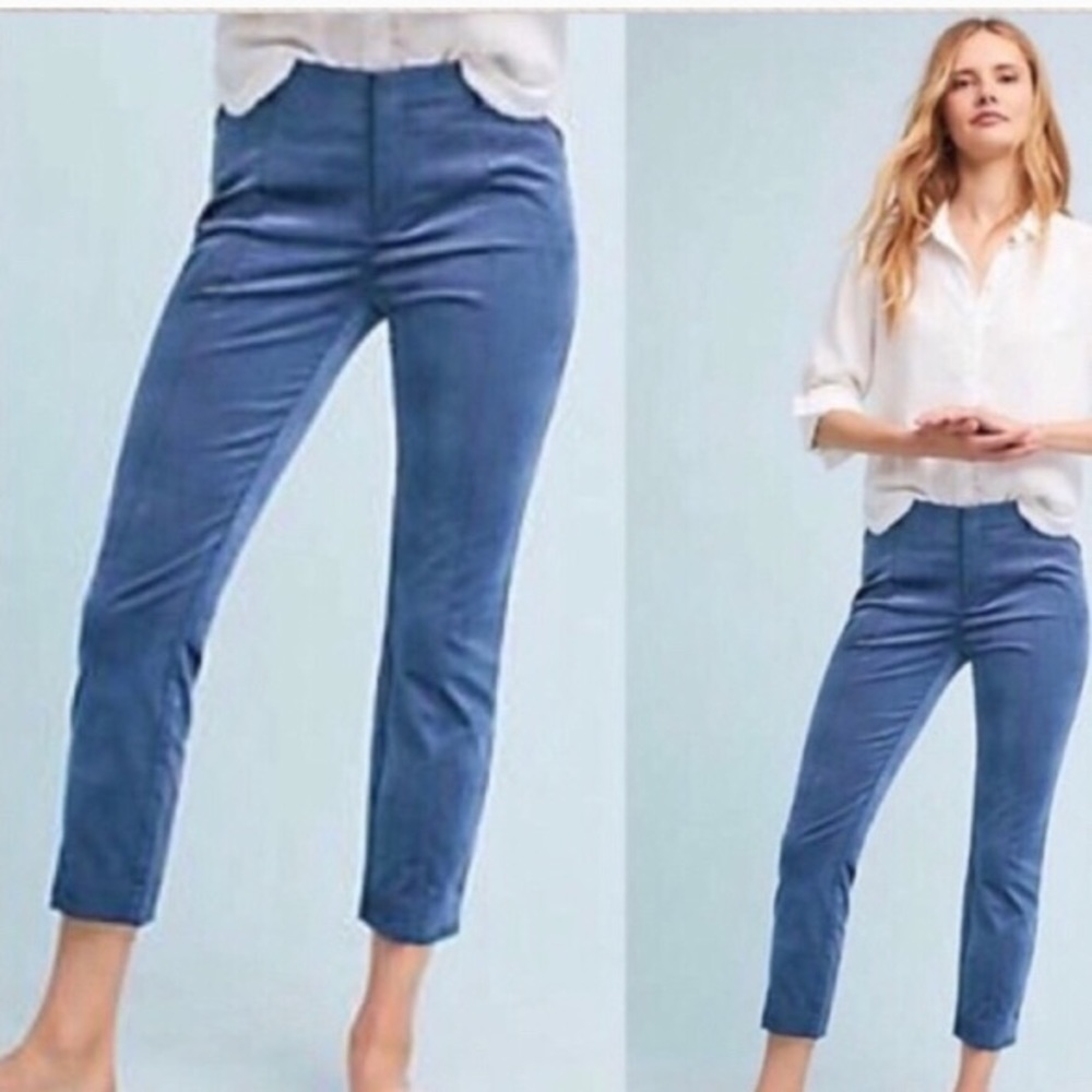 Anthropologie the essential slim blue cropped pant